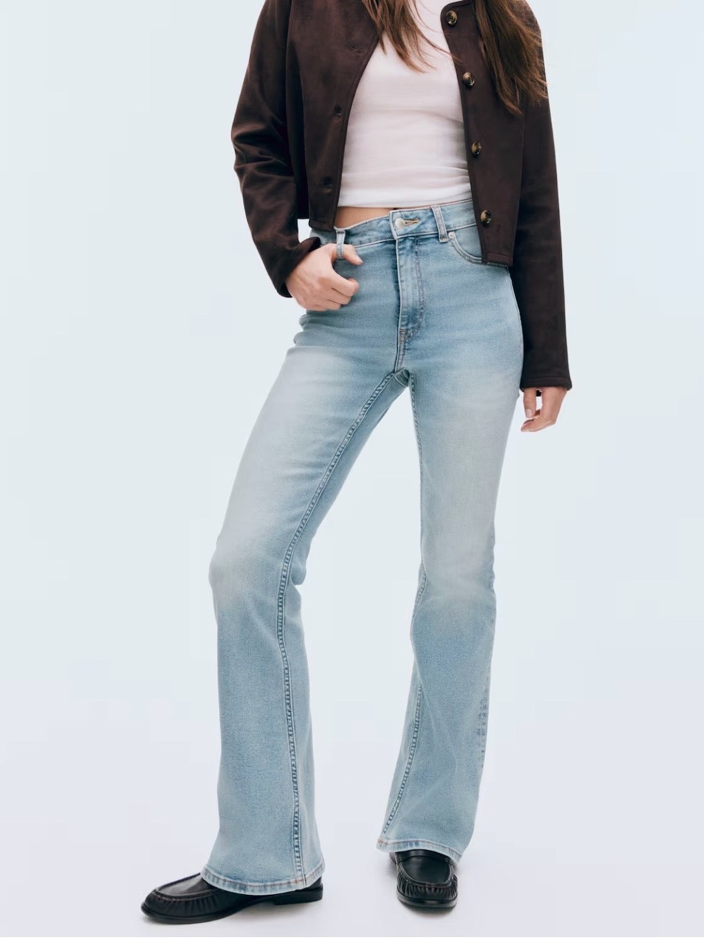H&M Light Wash High-Rise Flare Jeans